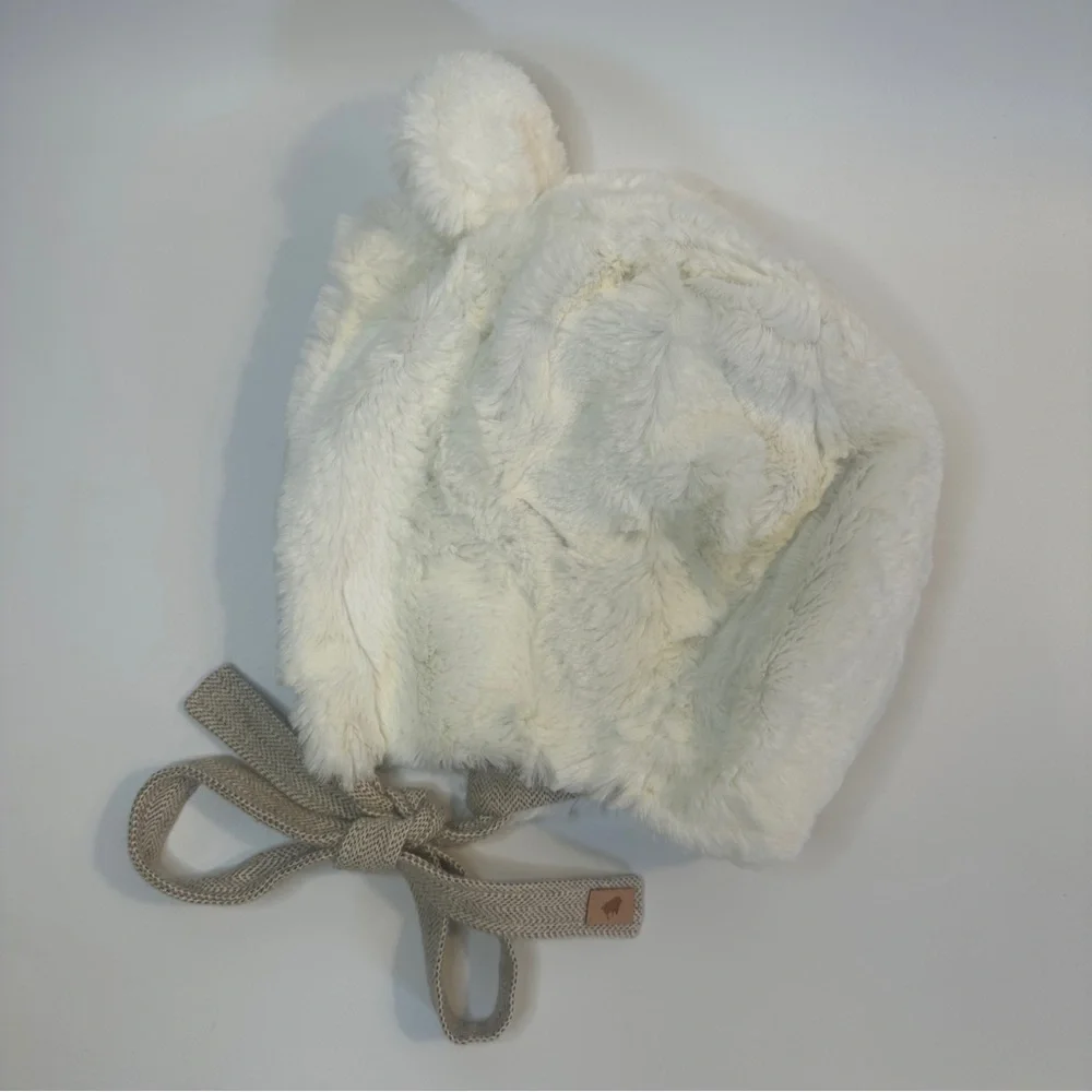Native Fable Polar Bear 2-3Y Toddler‎ Bonnet Faux Fur Ivory Handmade Small Shop